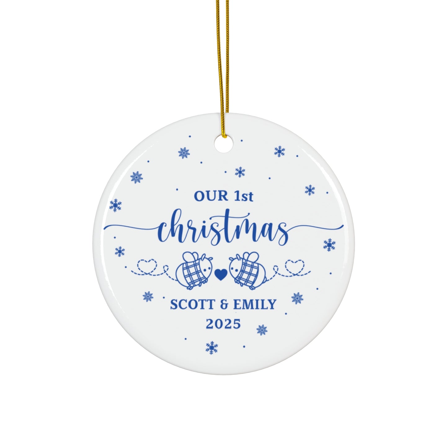 Personalized Ceramic Ornament - Our 1st Christmas for Couple, Custom Holiday Decorations, Christmas Gifts for Couple, Family Keepsakes, Unique Christmas Gifts
