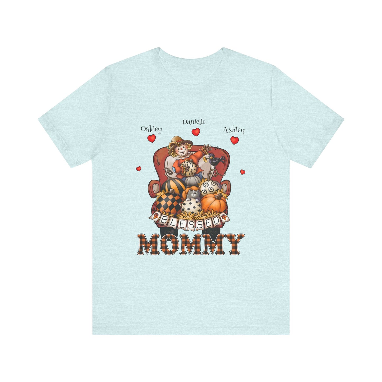 Blessed Mommy & Grandma Customized Kid's Names T-Shirt, Cozy Family Tee, Perfect Gift for Moms, Fall Apparel, Cute Family Outfit, Seasonal Fashion