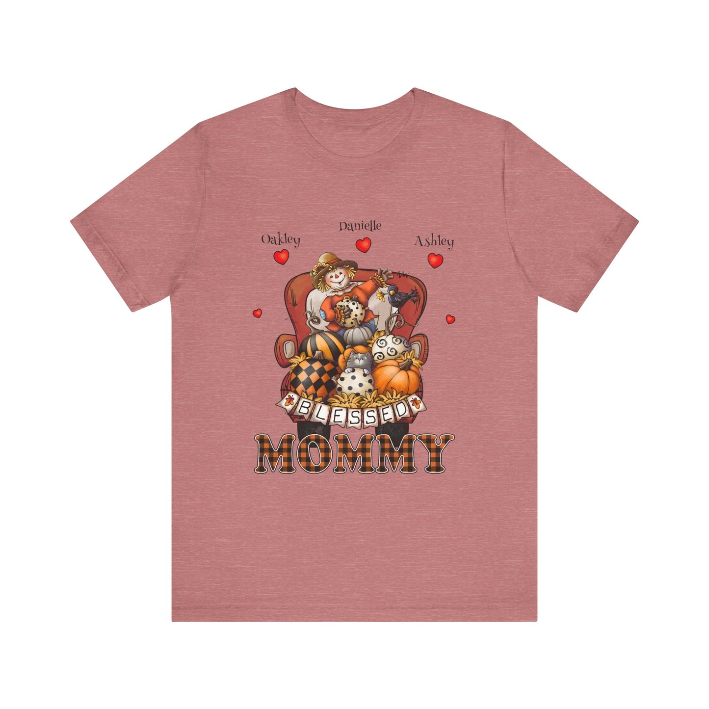Blessed Mommy & Grandma Customized Kid's Names T-Shirt, Cozy Family Tee, Perfect Gift for Moms, Fall Apparel, Cute Family Outfit, Seasonal Fashion
