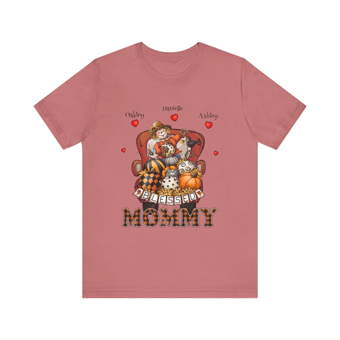 Blessed Mommy & Grandma Customized Kid's Names T-Shirt, Cozy Family Tee, Perfect Gift for Moms, Fall Apparel, Cute Family Outfit, Seasonal Fashion