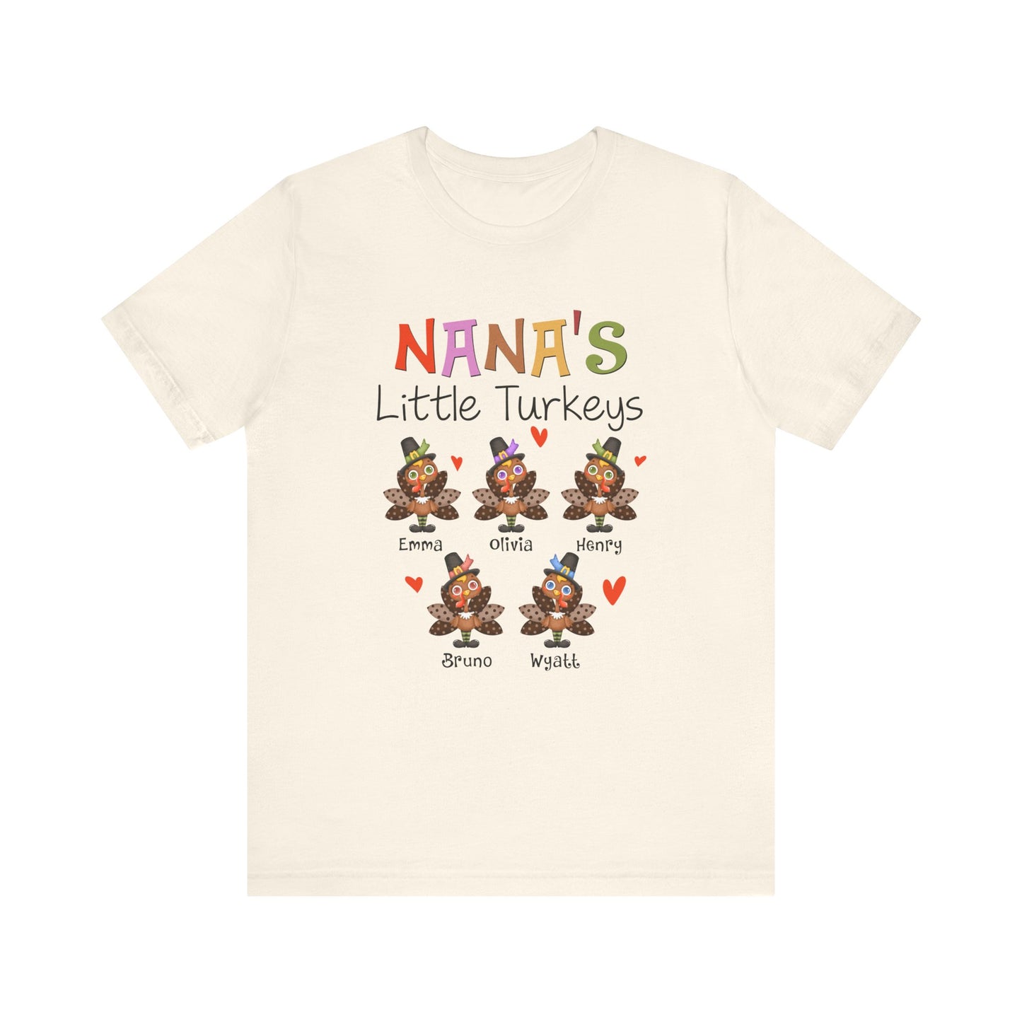 Grandma's Little Turkeys Custom Tee - Family Thanksgiving Shirt, Cute Holiday Apparel, Personalized Gift for Mom & Grandma