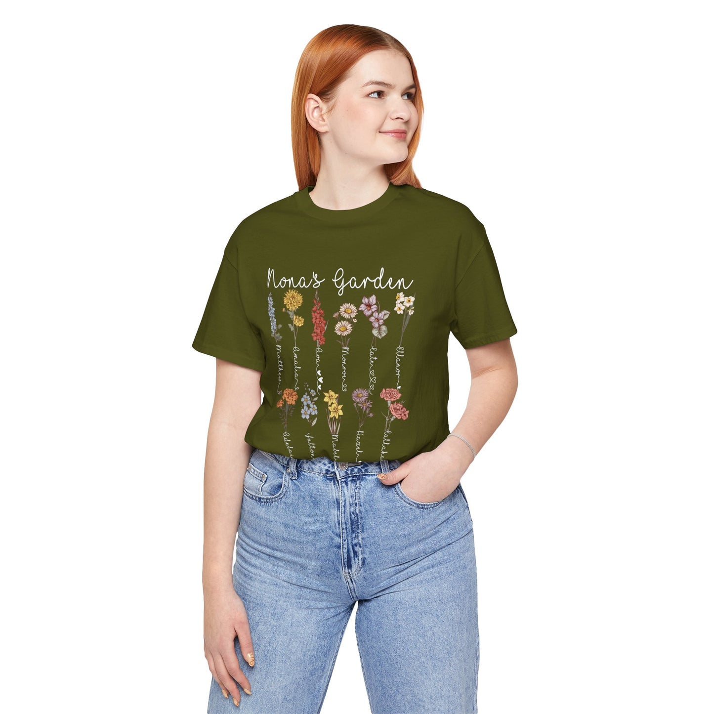 Grandma's Garden Floral Personalized Name Tee, Customized Gift for Mom & Grandma, Mother's Day Gift