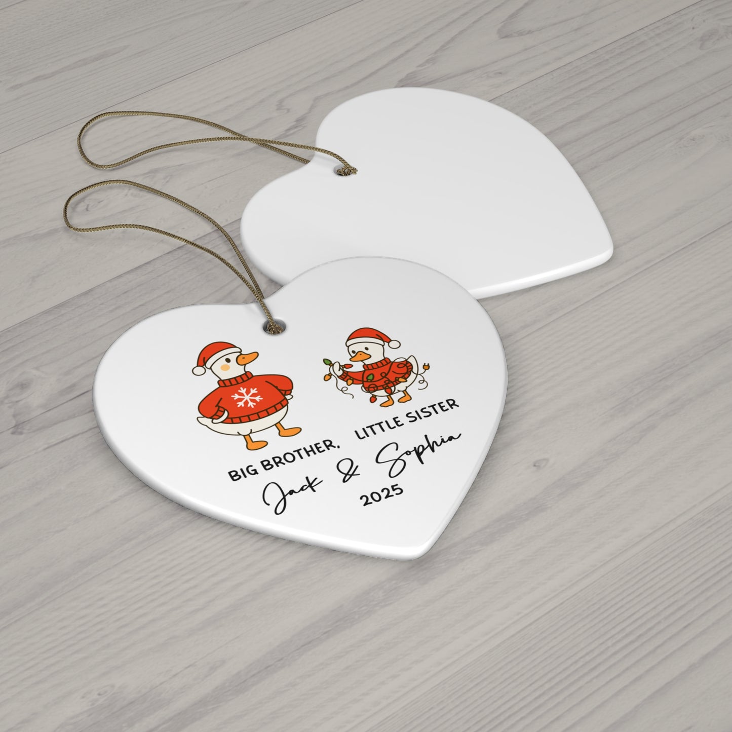 Personalized Family Holiday Ornament, Christmas Decoration, Gift for Kids, Big Brother Little Sister, Custom Keepsake