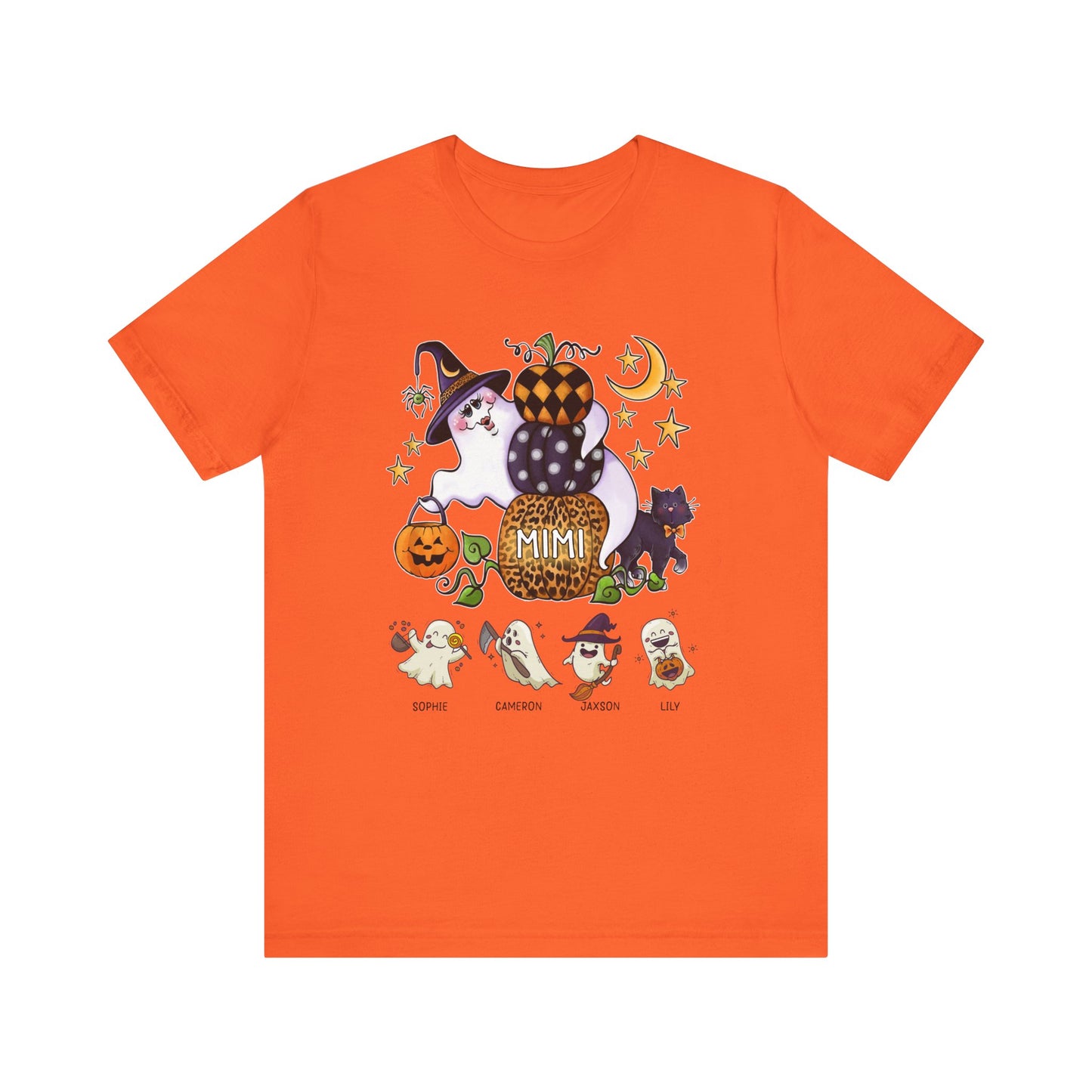 Mimi Boo Halloween Theme Custom Kid's Name Tee, Spooky Ghosts Shirt, Personalised Grandma Shirt