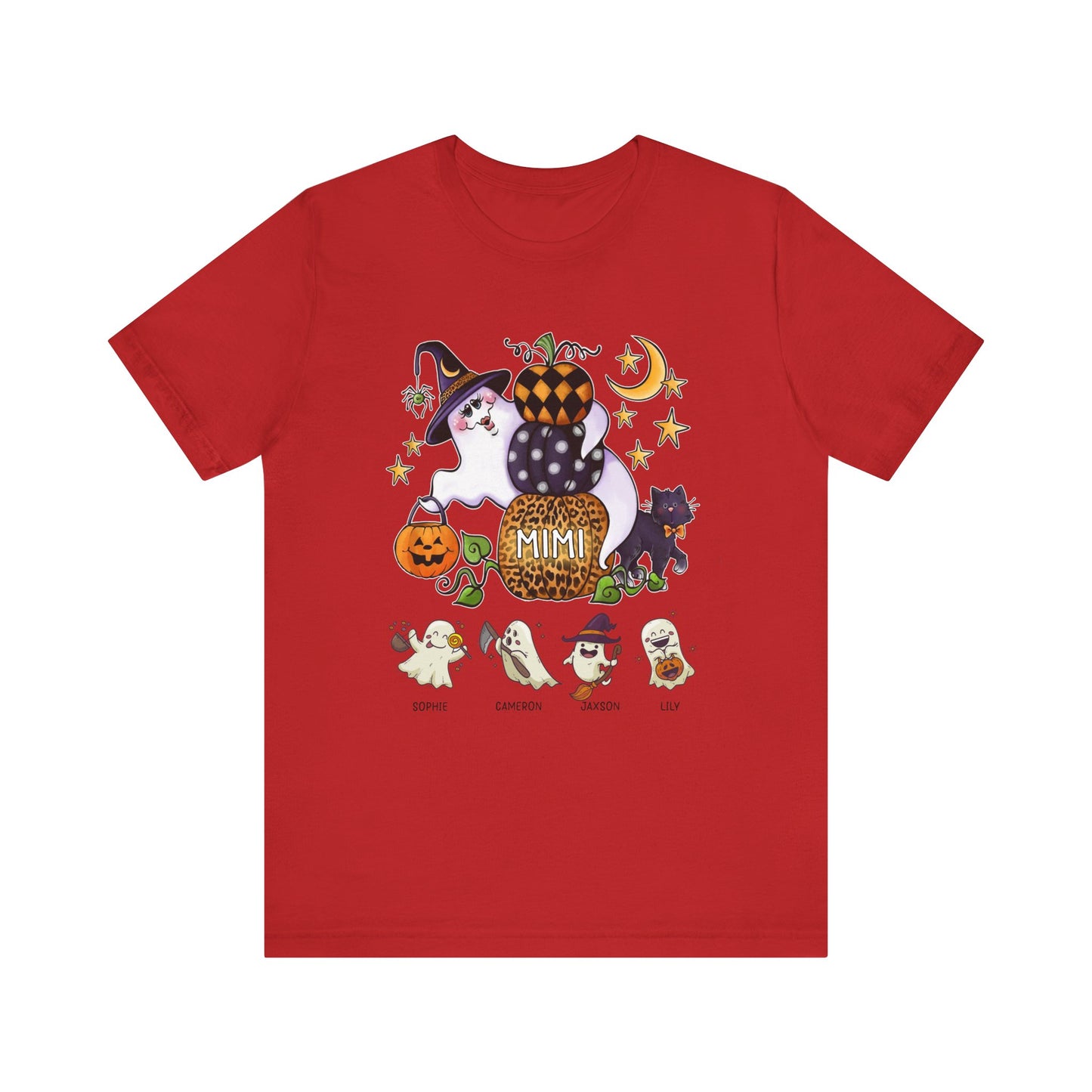 Mimi Boo Halloween Theme Custom Kid's Name Tee, Spooky Ghosts Shirt, Personalised Grandma Shirt