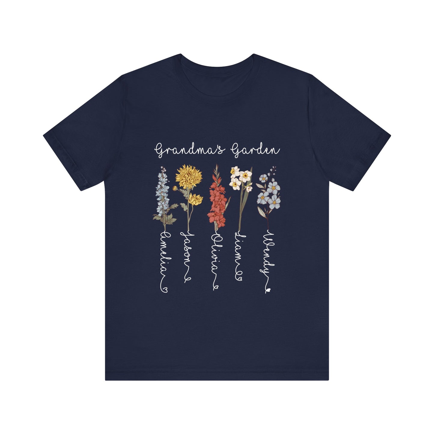 Grandma's Garden Floral Personalized Name Tee, Customized Gift for Mom & Grandma, Mother's Day Gift