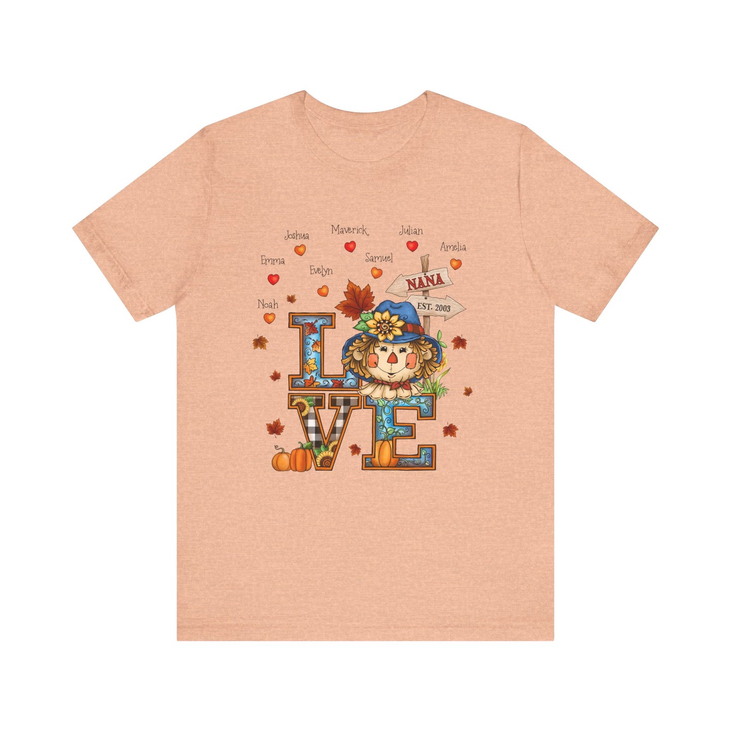 Love Being Grandma Personalised T-shirt - Perfect for Thanksgiving, Gift for Mom & Grandma, Cozy Autumn Style, Seasonal Fashion, Cute Thanksgiving Tops