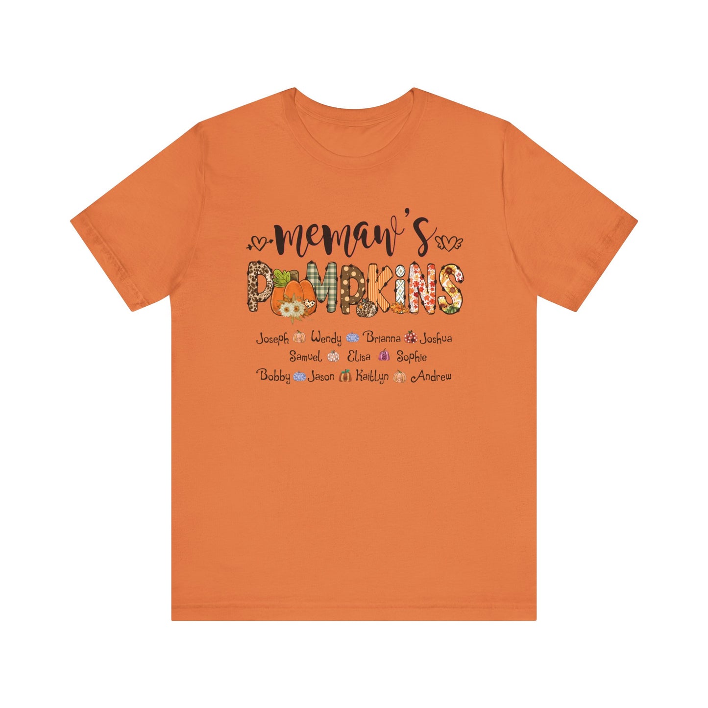 Mommy's Pumpkins Customized Kid's Name T-shirt | Fall Family Shirt, Thanksgiving Outfit, Gift for Mom & Grandma