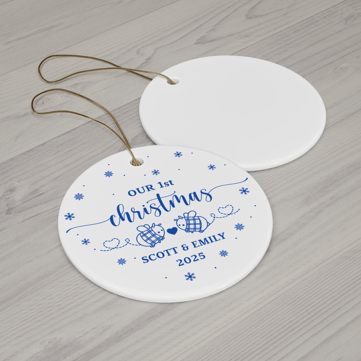 Personalized Ceramic Ornament - Our 1st Christmas for Couple, Custom Holiday Decorations, Christmas Gifts for Couple, Family Keepsakes, Unique Christmas Gifts