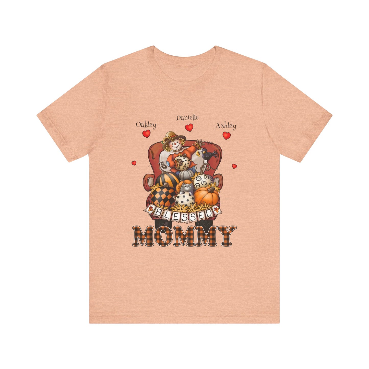 Blessed Mommy & Grandma Customized Kid's Names T-Shirt, Cozy Family Tee, Perfect Gift for Moms, Fall Apparel, Cute Family Outfit, Seasonal Fashion