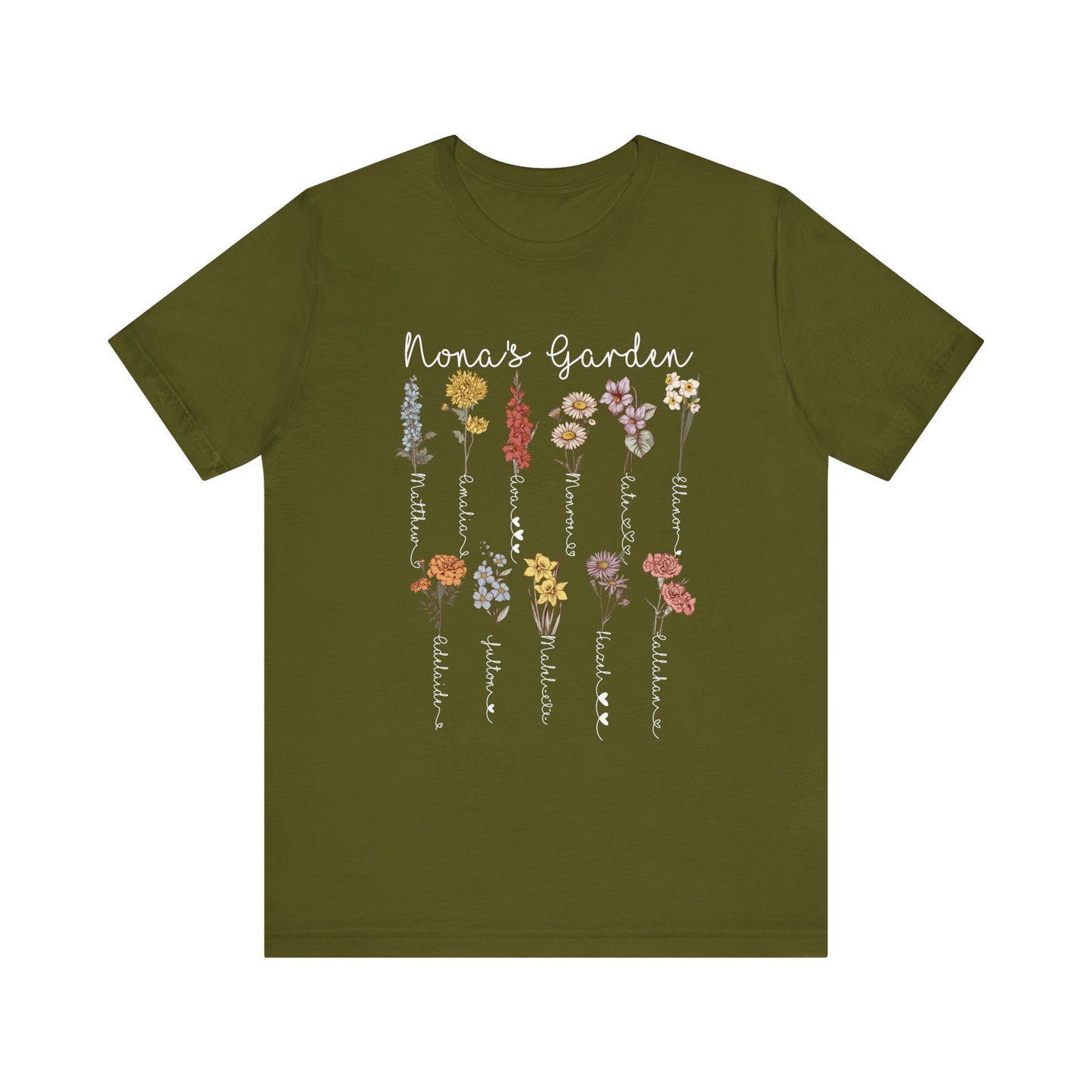 Grandma's Garden Floral Personalized Name Tee, Customized Gift for Mom & Grandma, Mother's Day Gift