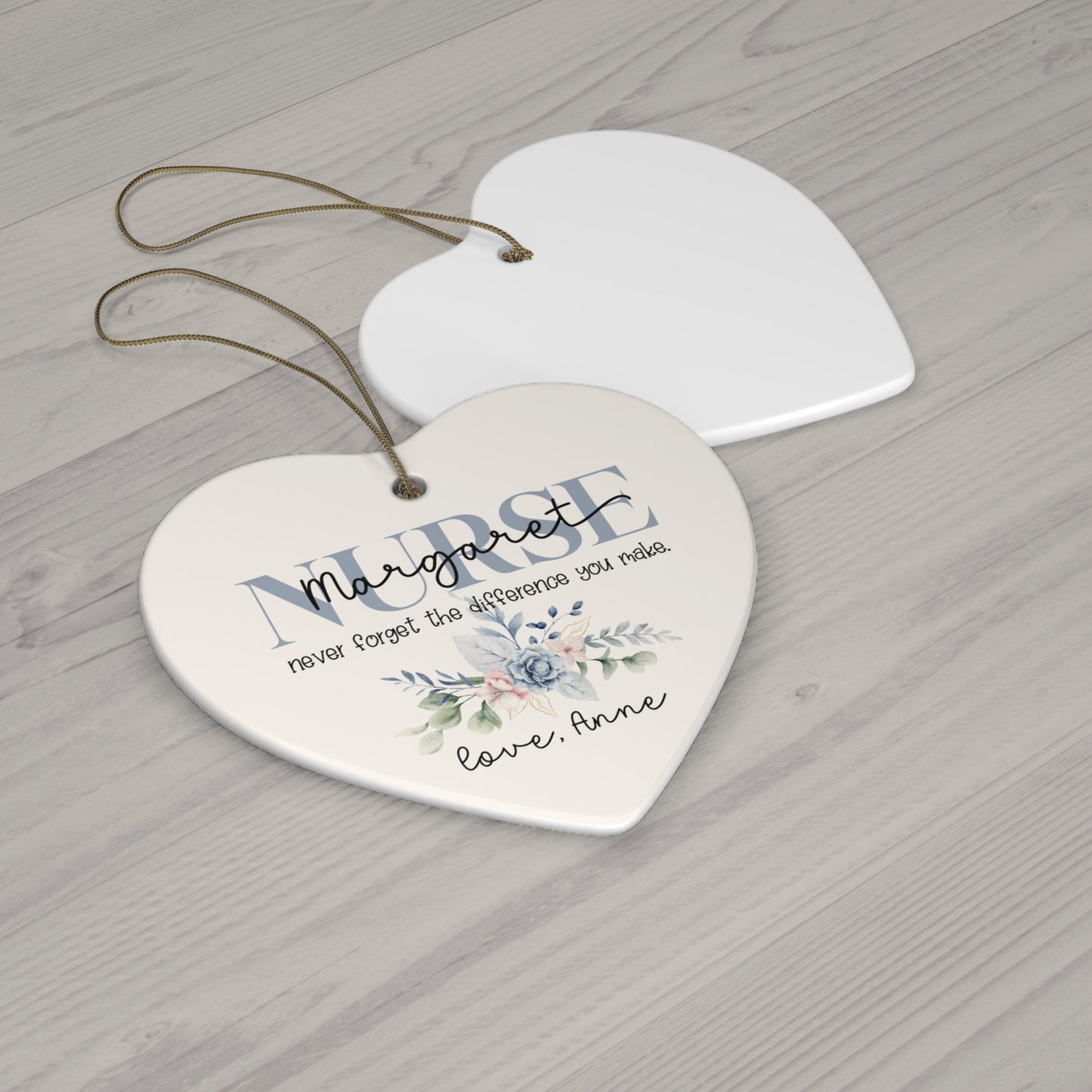 Never Forget The Difference You Made Custom Name Nurse Ceramic Ornament - Star Shape Ornament with Floral Design
