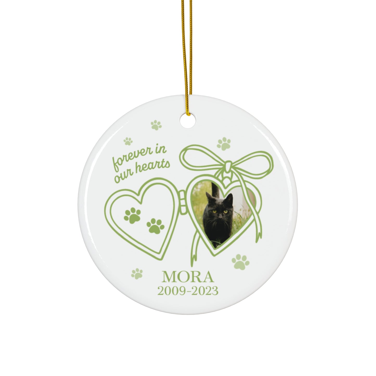 Personalized Pet Memorial Ornament | Forever in Our Hearts Keepsake | Holiday Gift | Custom Cat/Dog Ornament | Remembrance Decoration