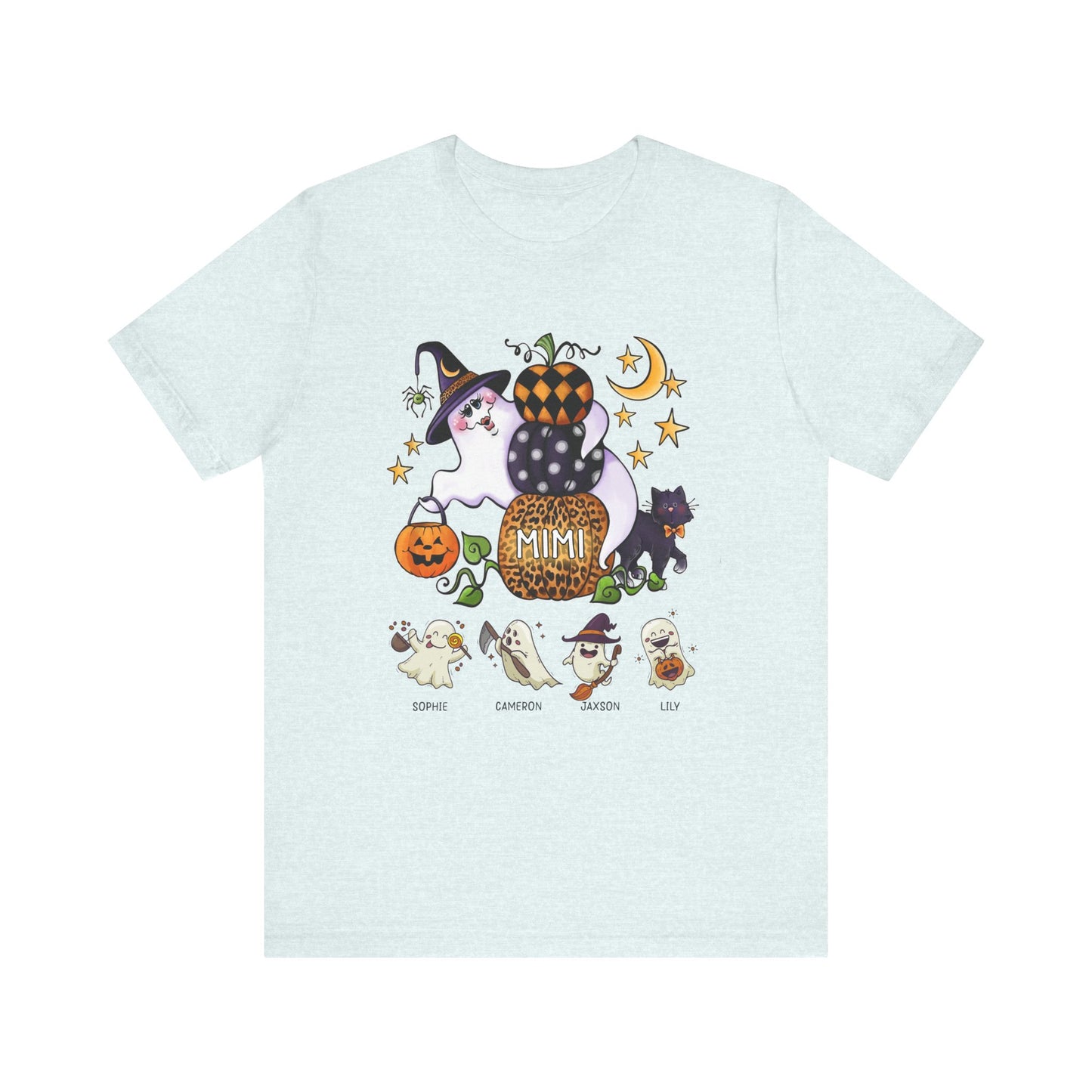 Mimi Boo Halloween Theme Custom Kid's Name Tee, Spooky Ghosts Shirt, Personalised Grandma Shirt