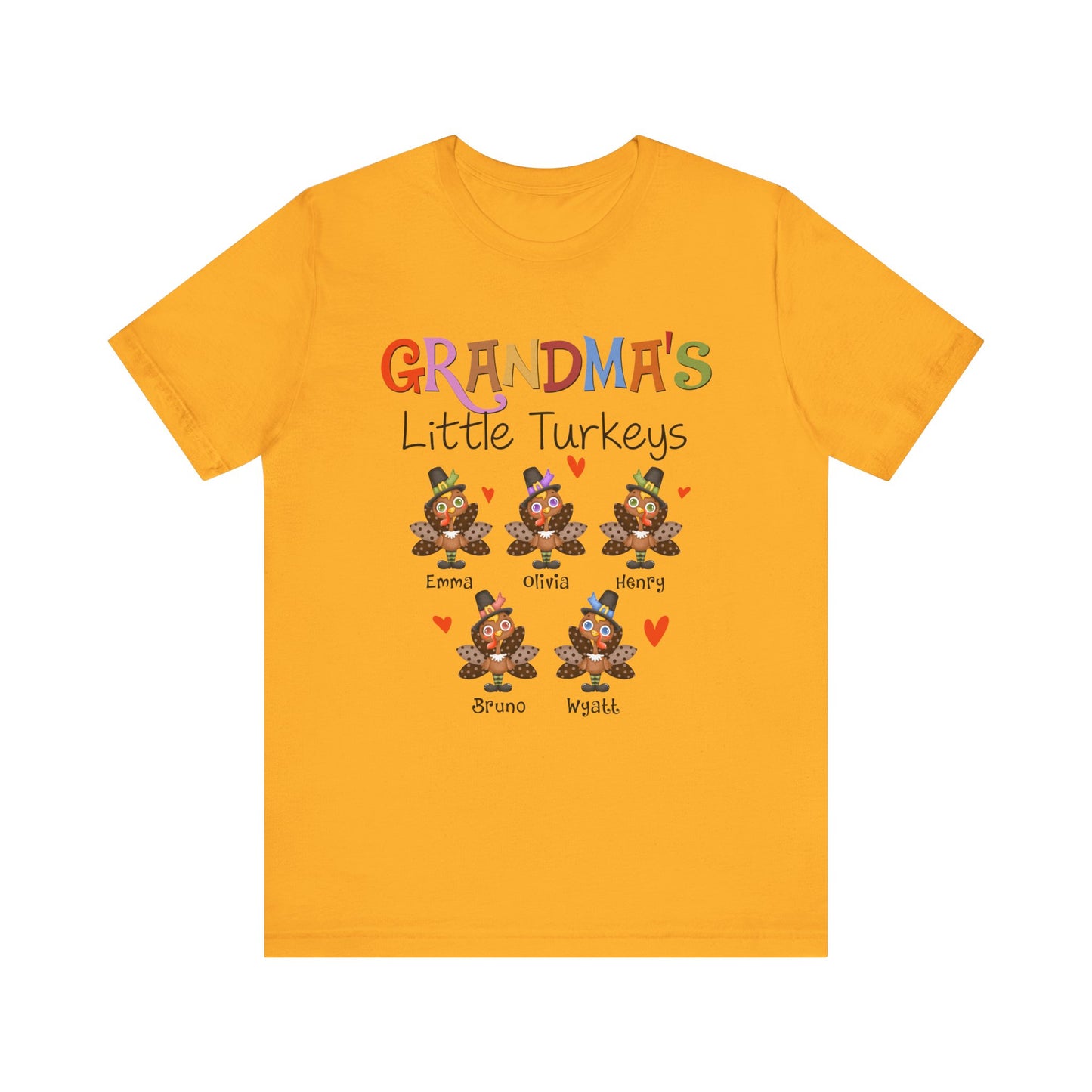 Grandma's Little Turkeys Custom Tee - Family Thanksgiving Shirt, Cute Holiday Apparel, Personalized Gift for Mom & Grandma