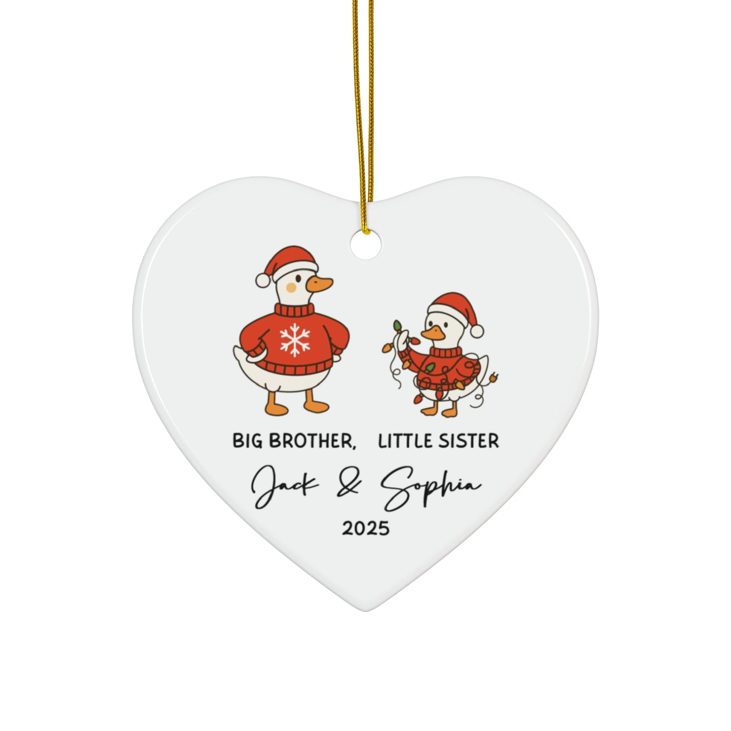Personalized Family Holiday Ornament, Christmas Decoration, Gift for Kids, Big Brother Little Sister, Custom Keepsake