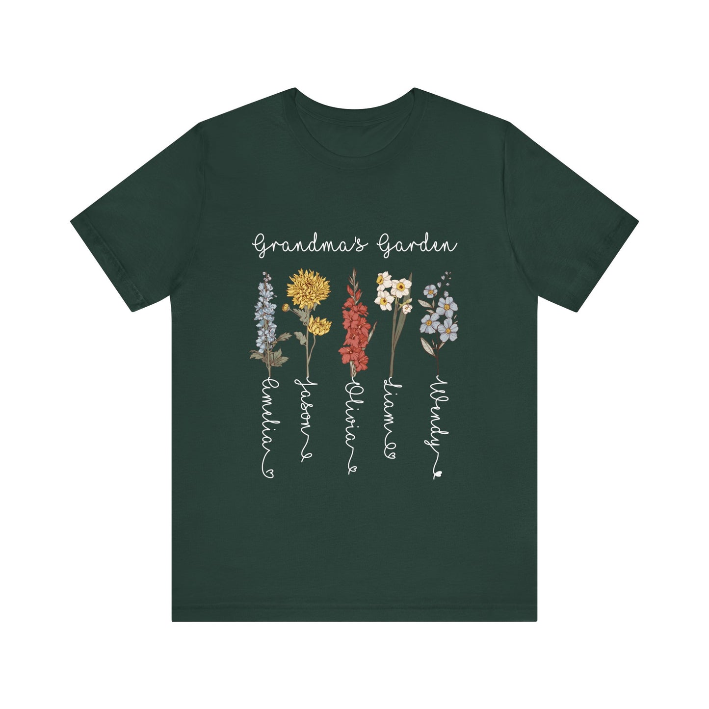 Grandma's Garden Floral Personalized Name Tee, Customized Gift for Mom & Grandma, Mother's Day Gift
