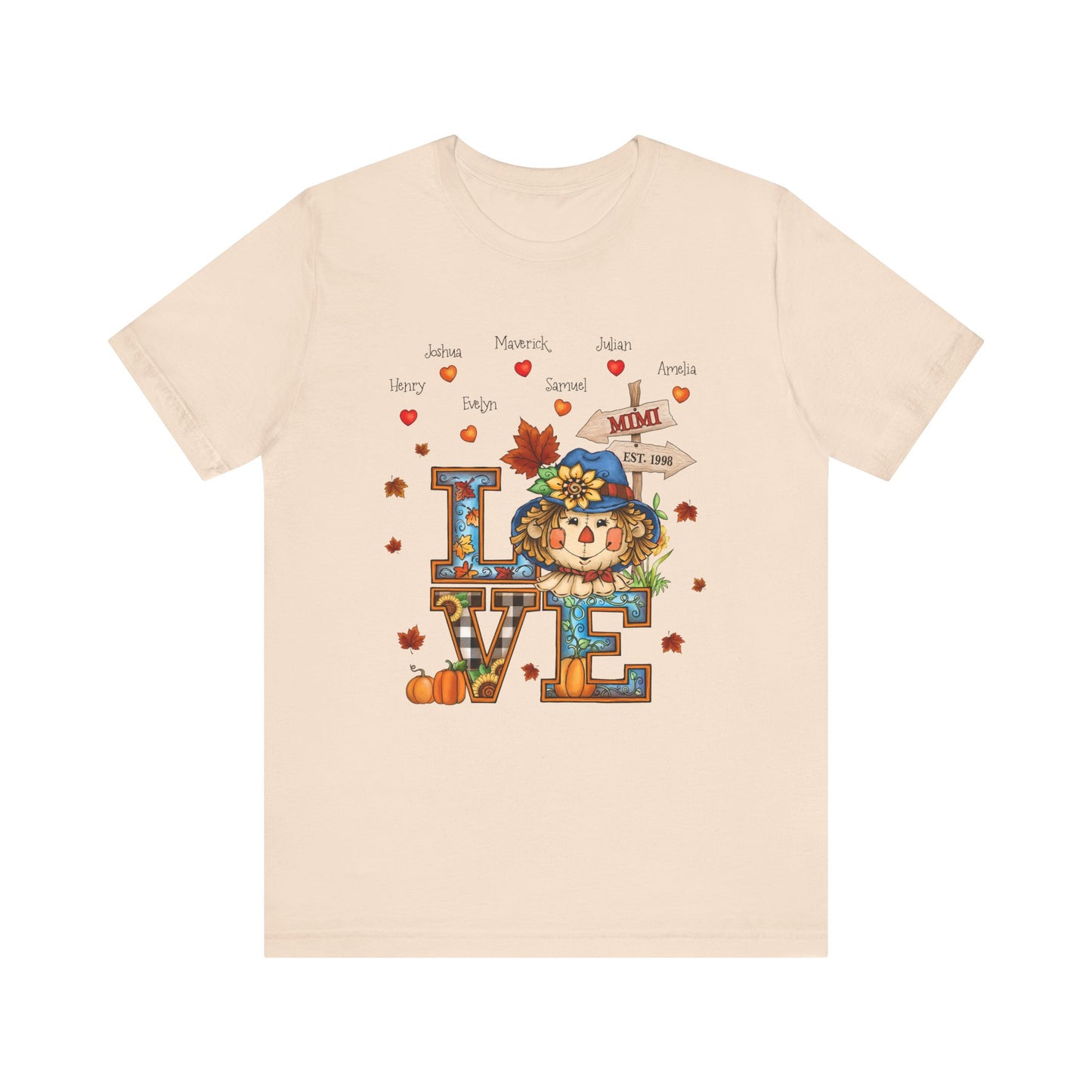 Love Being Grandma Personalised T-shirt - Perfect for Thanksgiving, Gift for Mom & Grandma, Cozy Autumn Style, Seasonal Fashion, Cute Thanksgiving Tops