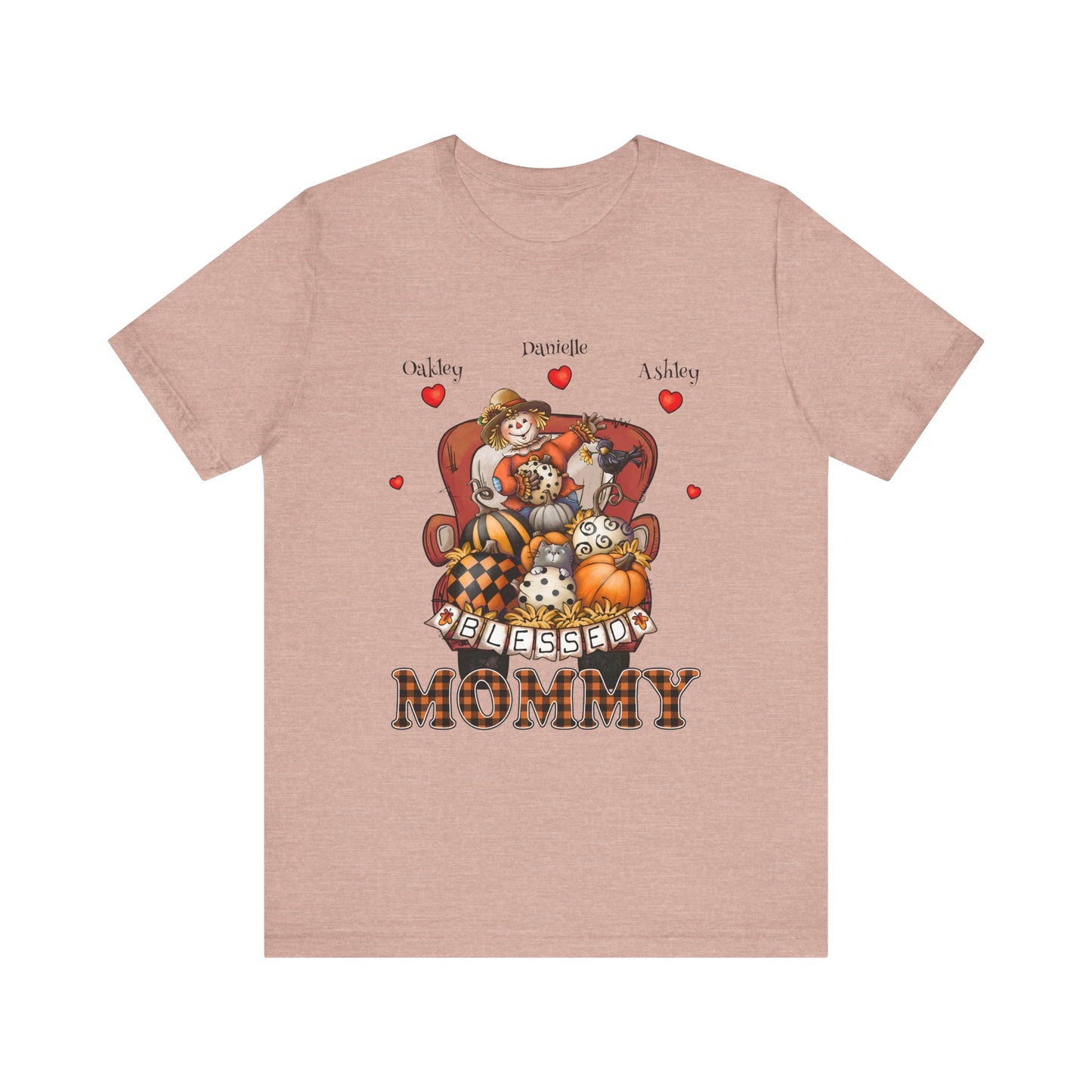 Blessed Mommy & Grandma Customized Kid's Names T-Shirt, Cozy Family Tee, Perfect Gift for Moms, Fall Apparel, Cute Family Outfit, Seasonal Fashion