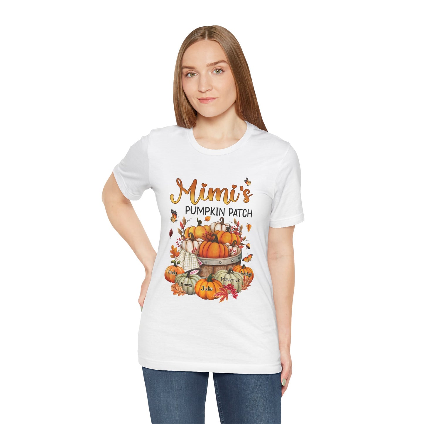 Grandma's Pumpkin Patch Tee, Customized Kid's Names Shirt, Fall T-Shirt, Autumn Apparel, Halloween Gift, Family Gathering Shirt, Harvest Celebration Wear