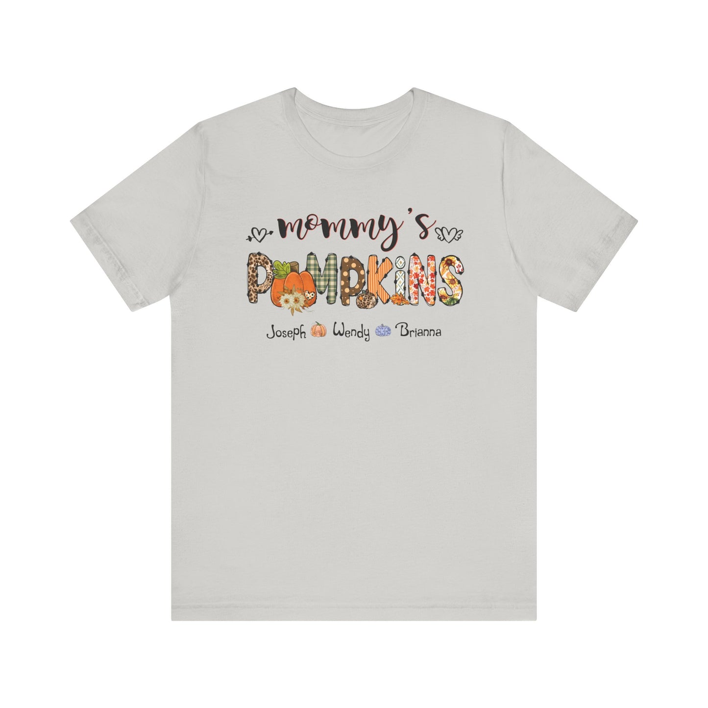 Mommy's Pumpkins Customized Kid's Name T-shirt | Fall Family Shirt, Thanksgiving Outfit, Gift for Mom & Grandma