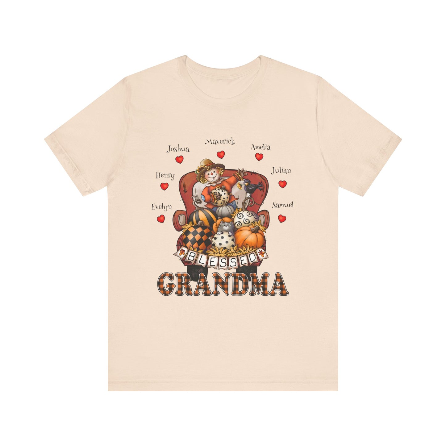 Blessed Mommy & Grandma Customized Kid's Names T-Shirt, Cozy Family Tee, Perfect Gift for Moms, Fall Apparel, Cute Family Outfit, Seasonal Fashion