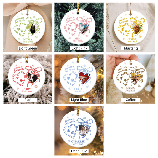Personalized Pet Memorial Ornament | Forever in Our Hearts Keepsake | Holiday Gift | Custom Cat/Dog Ornament | Remembrance Decoration