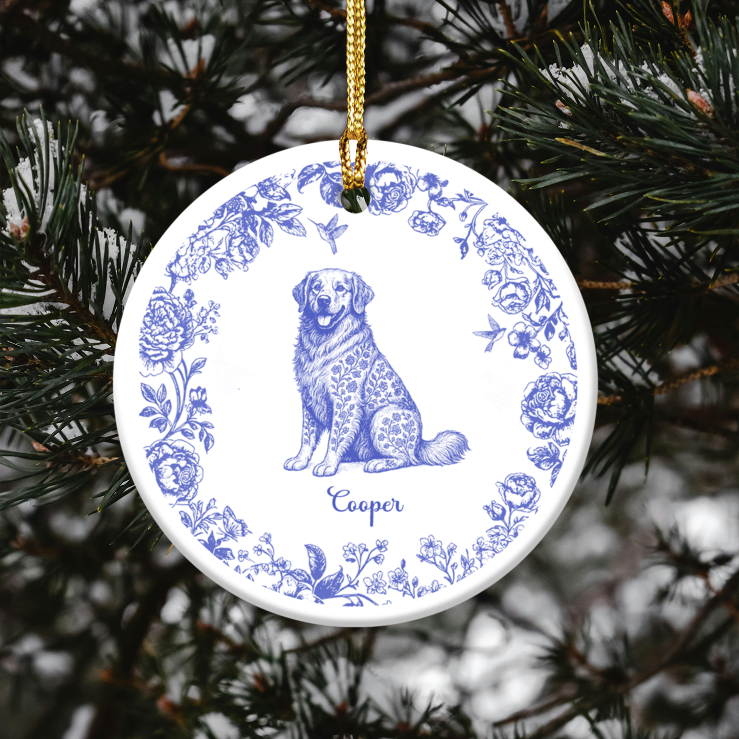 Fleur de lis Personalized Pet Portrait Ceramic Ornament, Dog and Cat Decorations, Pet Lover Gift, Christmas Tree Ornament, Customizable Holiday Decor