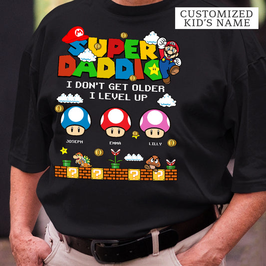 Super Daddio, Pappio Personalised Kid's Name T-Shirt, Funny Dad T-Shirt, Gift for Dad & Grandpa