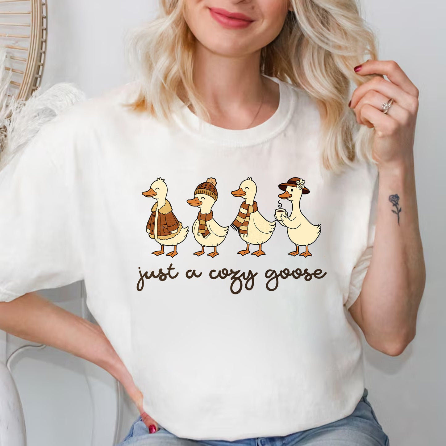Just A Fall Goose Autumn Classic T-shirt, Fall Outfit Aesthetic