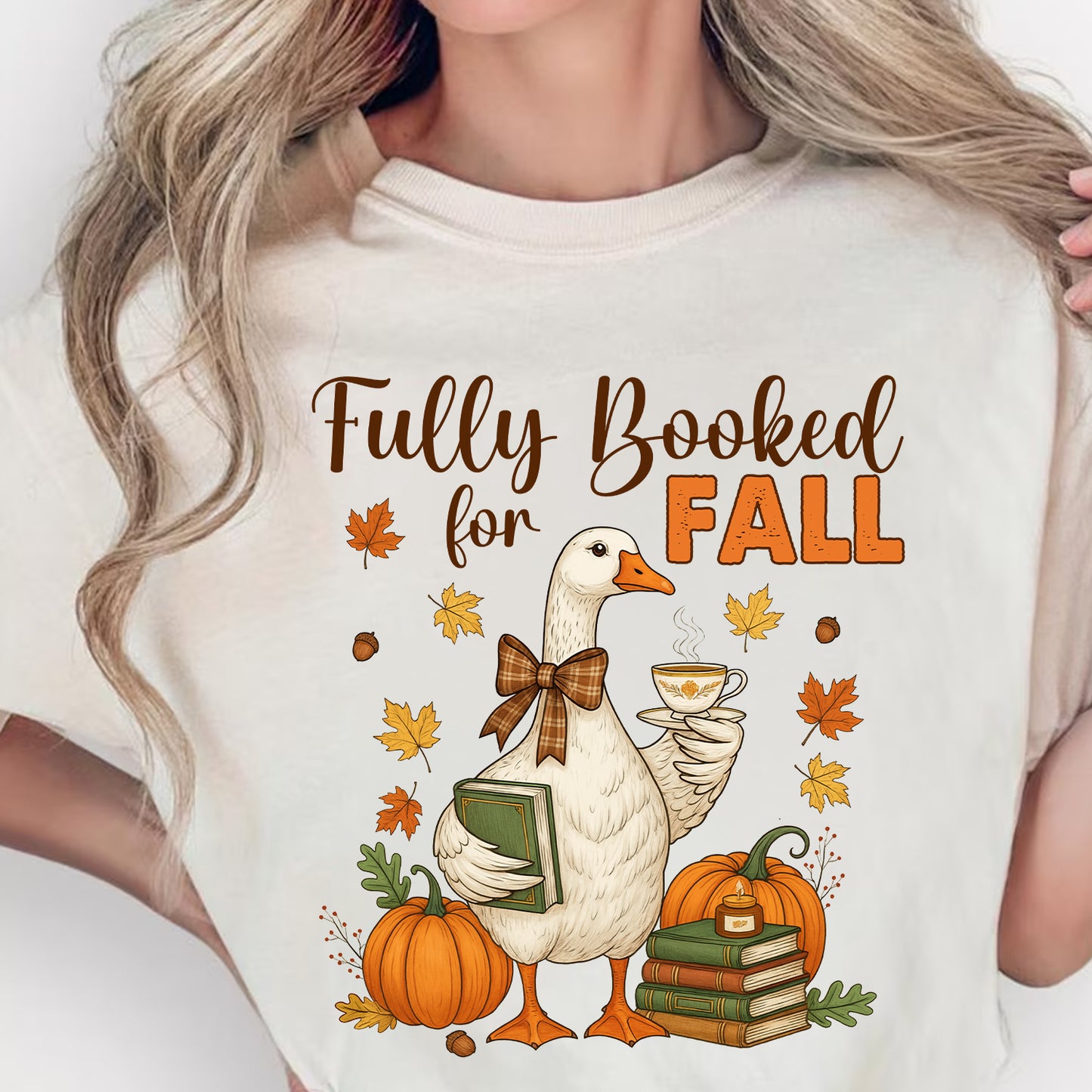 Fully Booked For Fall Funny Goose Classic T-shirt, Autumn Vibe Outfit
