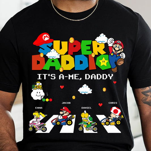 Super Daddio Personalised Kid's Name T-shirt - Fun Father's Day Gift, Gamer Dad Apparel, Video Game Lover Tee, Casual Everyday Wear