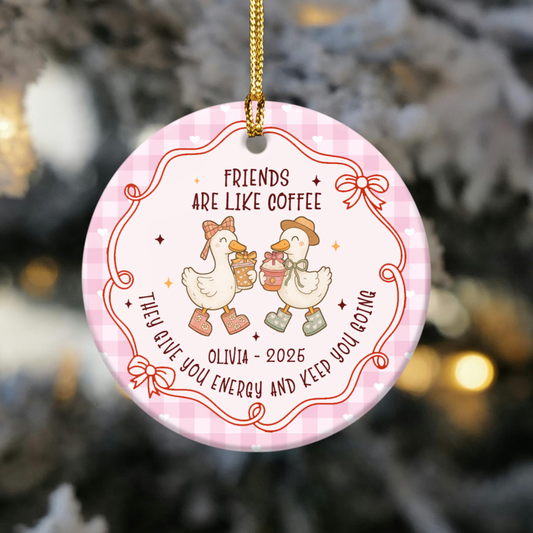 Personalized Friendship Ceramic Ornament, Goose Best Friend, Special Keepsake for Best Friends, Gift for Bestie