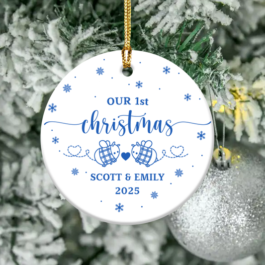 Personalized Ceramic Ornament - Our 1st Christmas for Couple, Custom Holiday Decorations, Christmas Gifts for Couple, Family Keepsakes, Unique Christmas Gifts