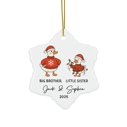 Personalized Family Holiday Ornament, Christmas Decoration, Gift for Kids, Big Brother Little Sister, Custom Keepsake