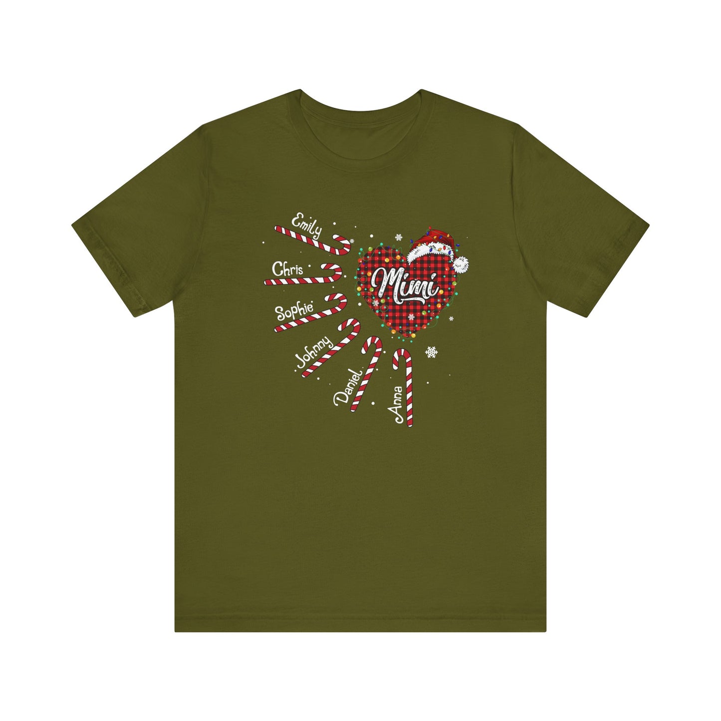 Nana Candy Cane Heart Christmas Tee – Personalized Grandma Holiday Shirt