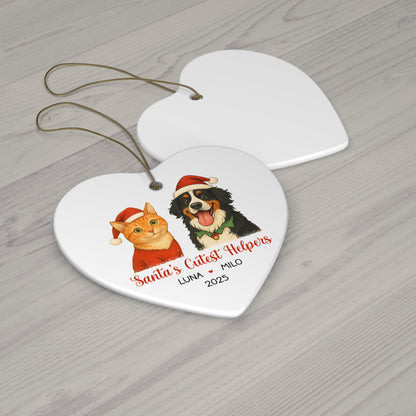 Santa’s Cutest Helpers Personalized Photo & Names Christmas Ornament, Custom Pet Decoration for Holiday Tree, Unique Gift for Pet Lovers