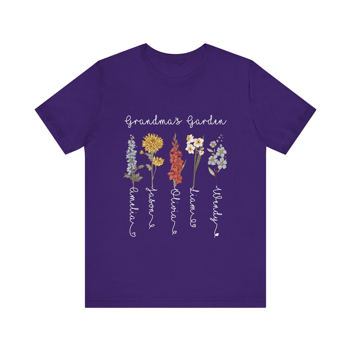 Grandma's Garden Floral Personalized Name Tee, Customized Gift for Mom & Grandma, Mother's Day Gift