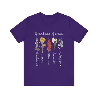 Grandma's Garden Floral Personalized Name Tee, Customized Gift for Mom & Grandma, Mother's Day Gift