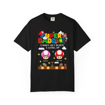 Super Daddio, Pappio Personalised Kid's Name T-Shirt, Funny Dad T-Shirt, Gift for Dad & Grandpa