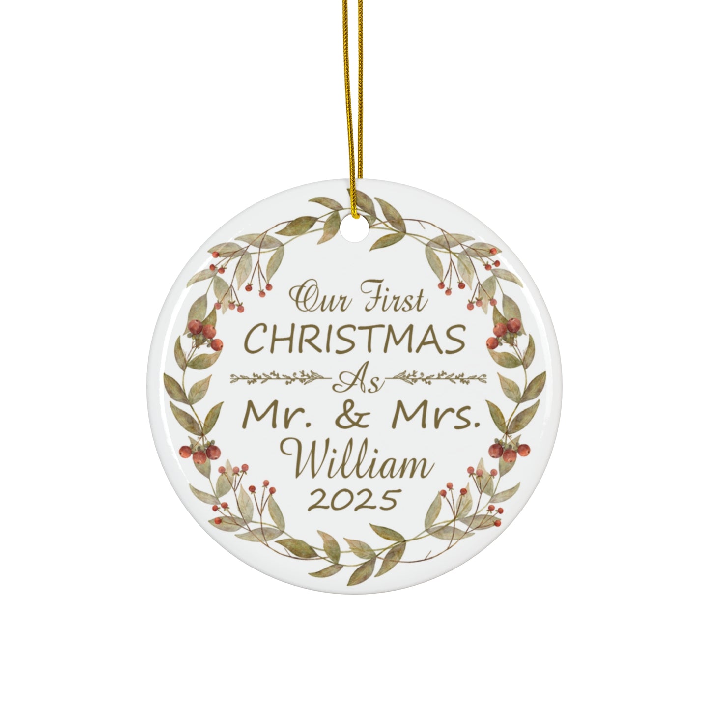 First Christmas Mr. & Mrs. Personalized Ceramic Ornament — Custom Name Christmas Ceramic for Couple