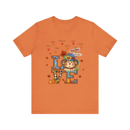 Love Being Grandma Personalised T-shirt - Perfect for Thanksgiving, Gift for Mom & Grandma, Cozy Autumn Style, Seasonal Fashion, Cute Thanksgiving Tops