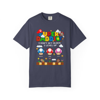 Super Daddio, Pappio Personalised Kid's Name T-Shirt, Funny Dad T-Shirt, Gift for Dad & Grandpa