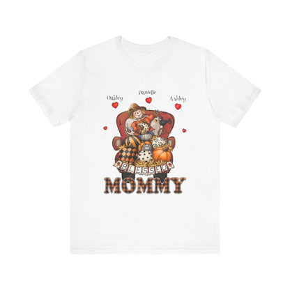 Blessed Mommy & Grandma Customized Kid's Names T-Shirt, Cozy Family Tee, Perfect Gift for Moms, Fall Apparel, Cute Family Outfit, Seasonal Fashion