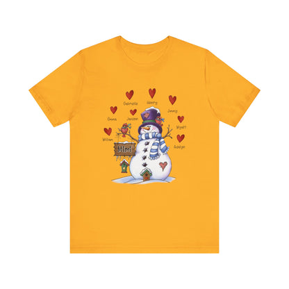 Festive Snowman Love Tee for Winter Celebrations, Gift for Mom & Grandma