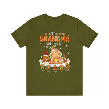 This Grandma Belongs To Gingerbread House T-Shirt — Personalized Grandma Christmas Tee