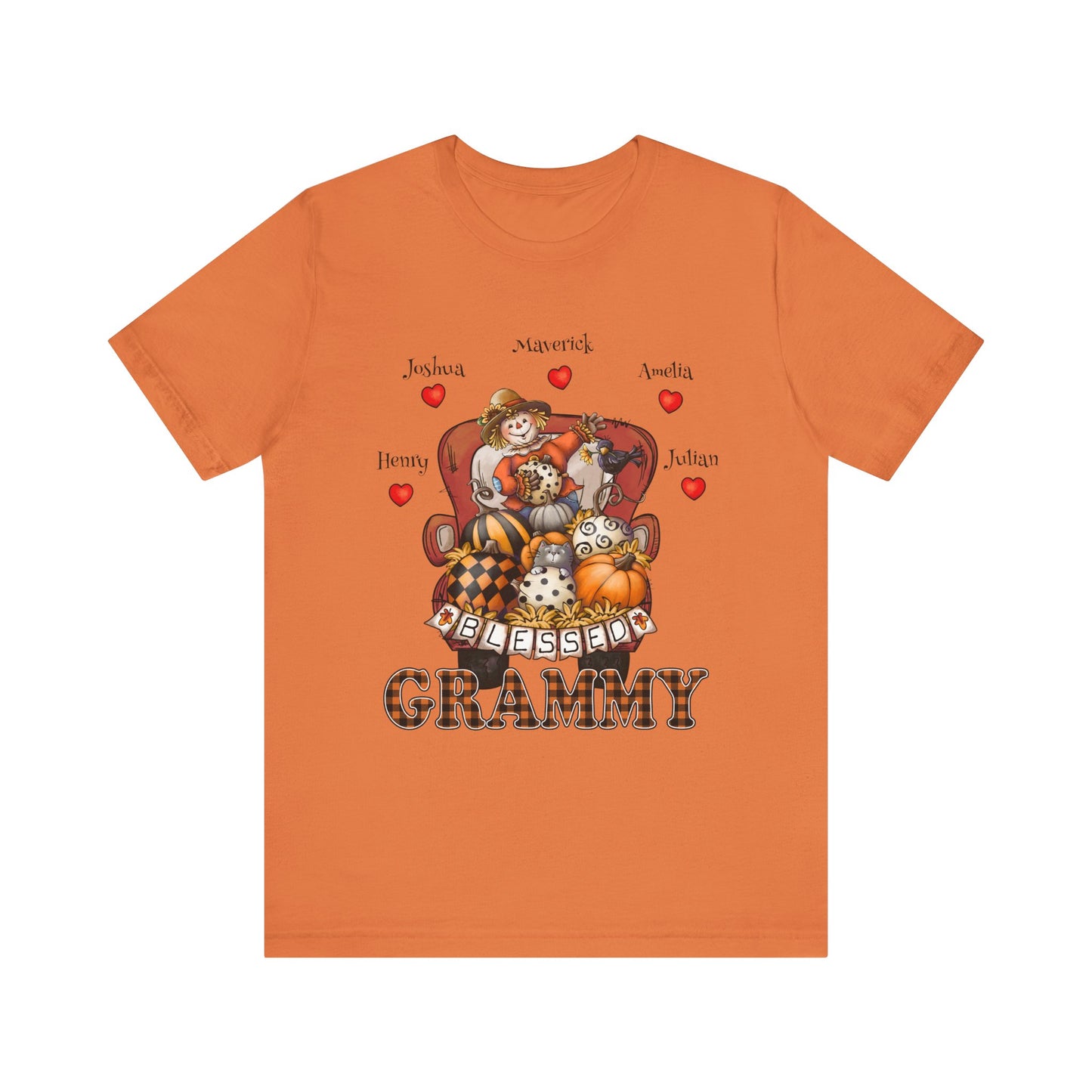 Blessed Mommy & Grandma Customized Kid's Names T-Shirt, Cozy Family Tee, Perfect Gift for Moms, Fall Apparel, Cute Family Outfit, Seasonal Fashion