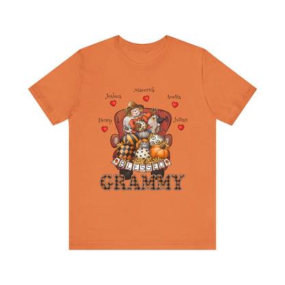 Blessed Mommy & Grandma Customized Kid's Names T-Shirt, Cozy Family Tee, Perfect Gift for Moms, Fall Apparel, Cute Family Outfit, Seasonal Fashion