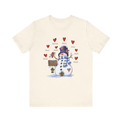 Festive Snowman Love Tee for Winter Celebrations, Gift for Mom & Grandma