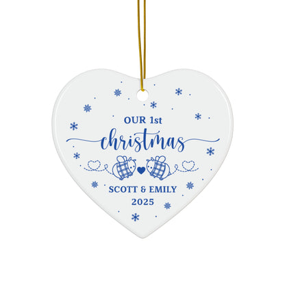 Personalized Ceramic Ornament - Our 1st Christmas for Couple, Custom Holiday Decorations, Christmas Gifts for Couple, Family Keepsakes, Unique Christmas Gifts